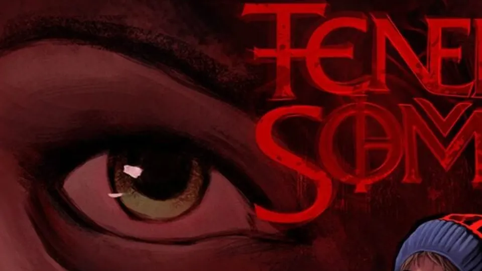Giant painted eye looming over the key art